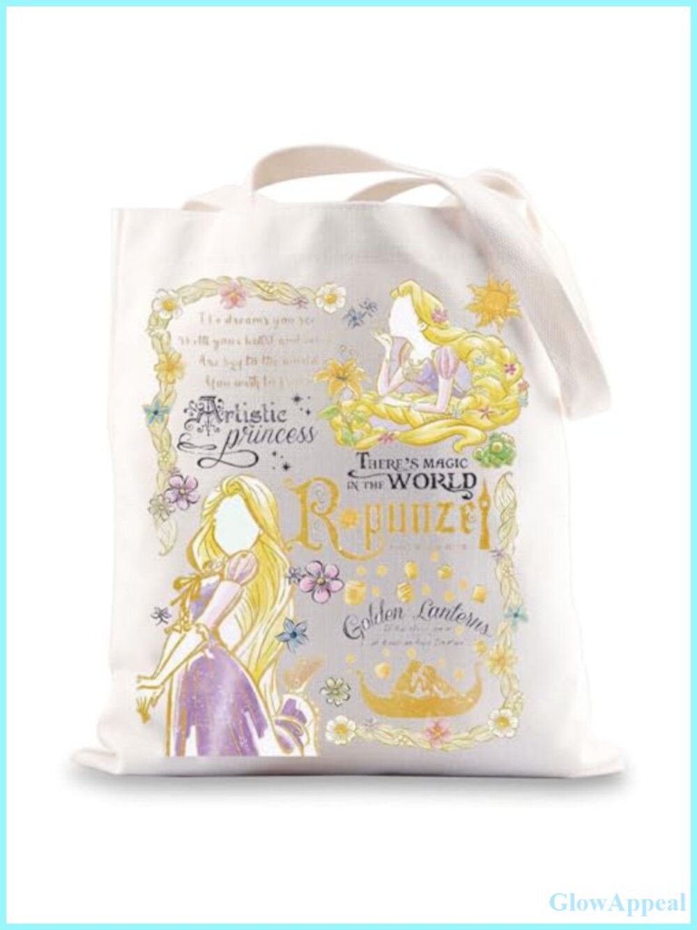 Princess Canvas Tote Bag Fairy Tale Lover Gift Shoulder Shopping Bag